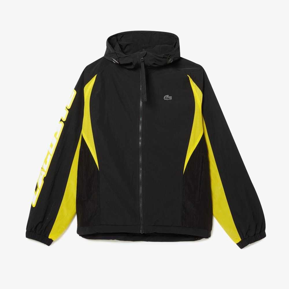 Lacoste Heritage Color-Block Nylon Jacket Black / Yellow | PWLI-20576