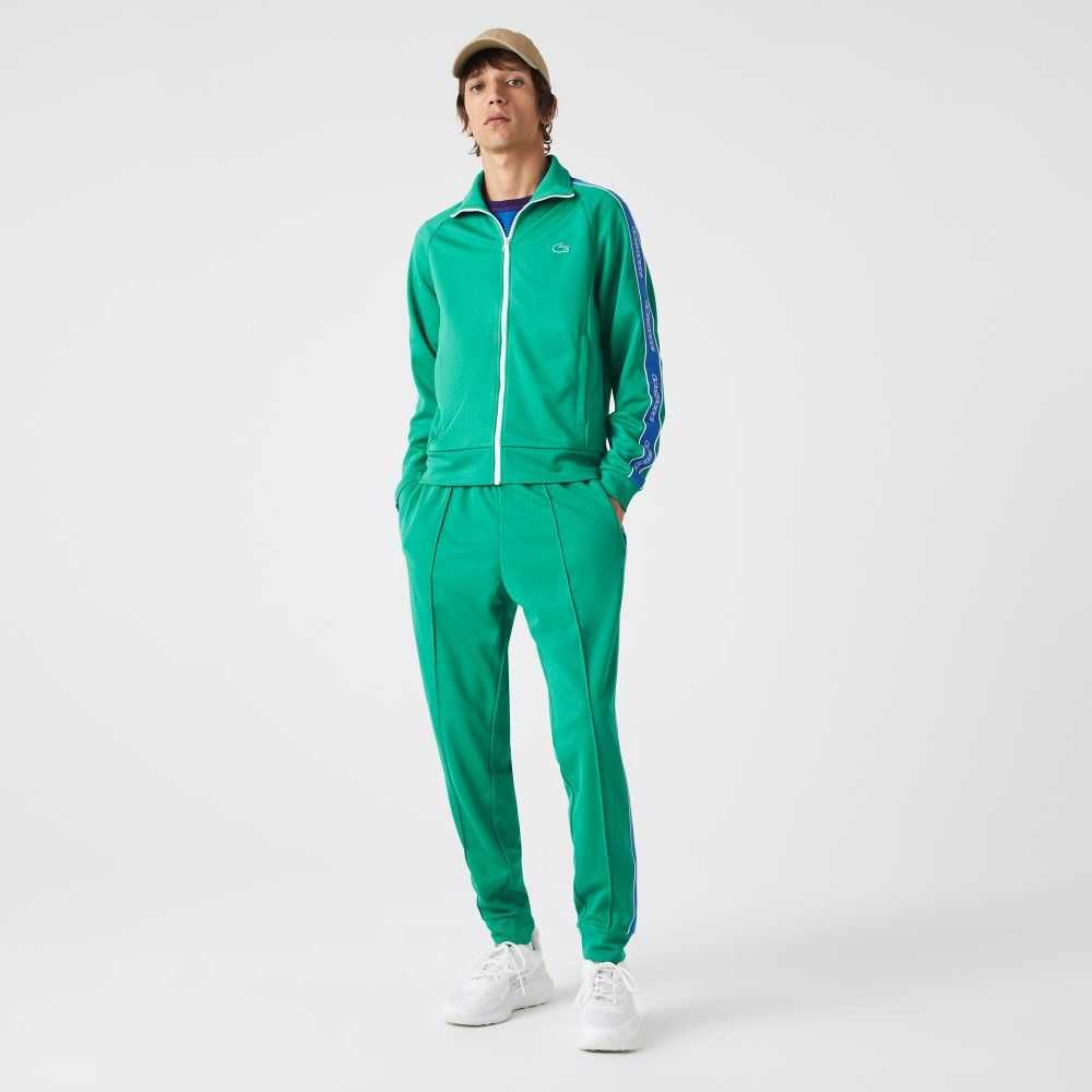 Lacoste Heritage Contrast Bands Trackpants Green | TRVW-47861