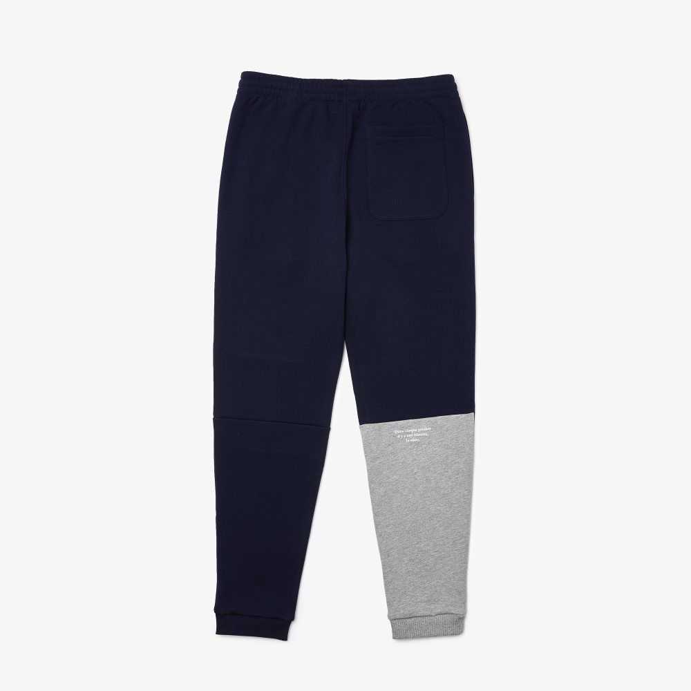 Lacoste Heritage Destructured Branding Cotton Fleece Jogging Pants Navy Blue | JKCE-61307