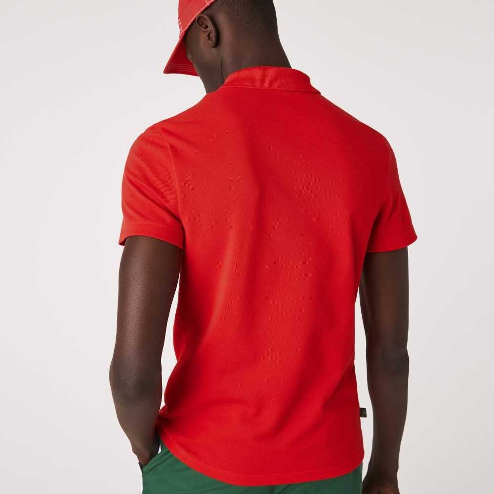 Lacoste Heritage Regular Fit Badge Cotton Pique Polo Red | FCNR-46503
