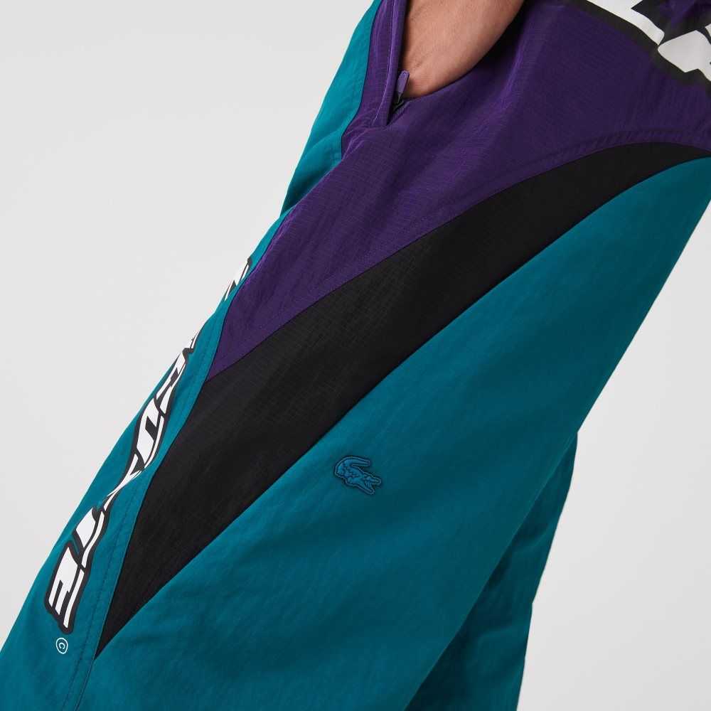 Lacoste Heritage Regular Fit Color-Block Trackpants Green / Purple / Black | QTXM-18046