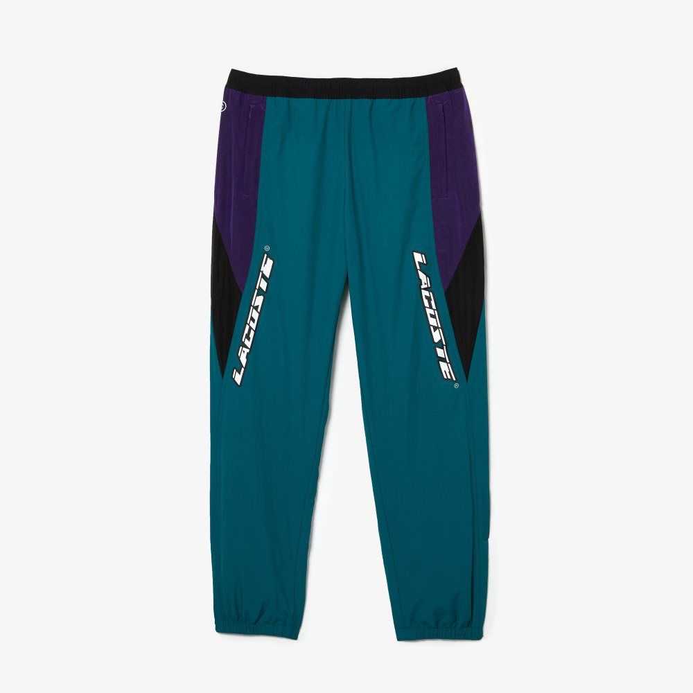 Lacoste Heritage Regular Fit Color-Block Trackpants Green / Purple / Black | QTXM-18046