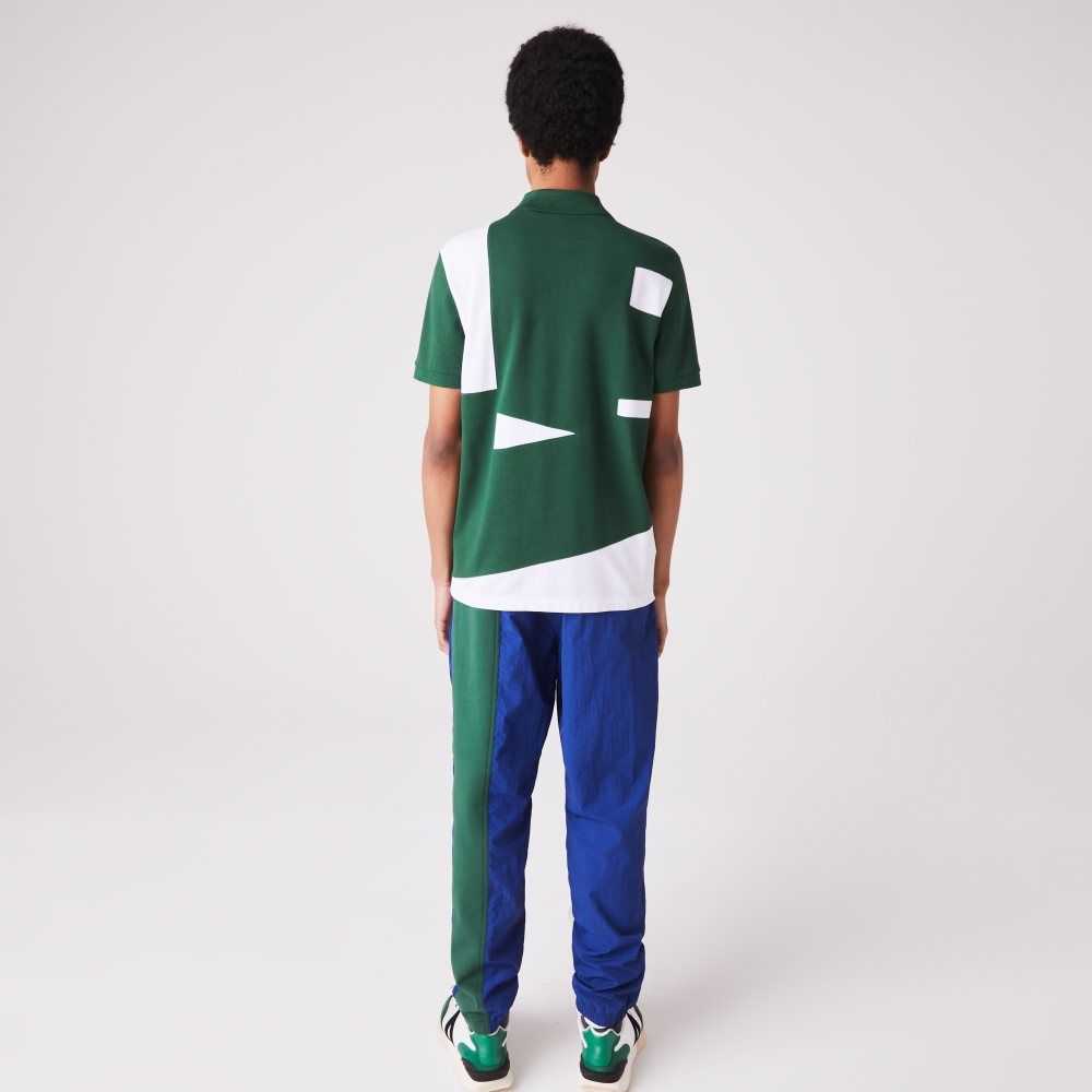 Lacoste Heritage Regular Fit Print Cotton Pique Polo Green / White | GIXB-86375