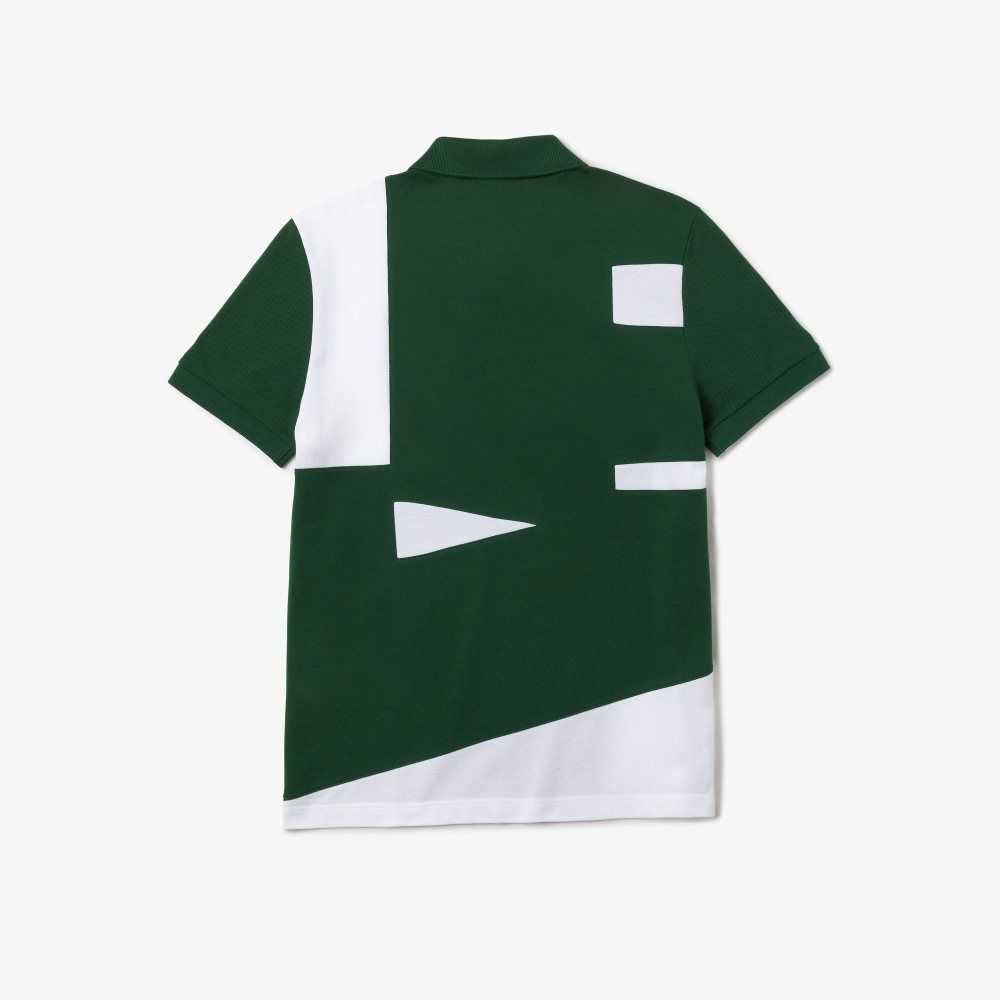 Lacoste Heritage Regular Fit Print Cotton Pique Polo Green / White | GIXB-86375