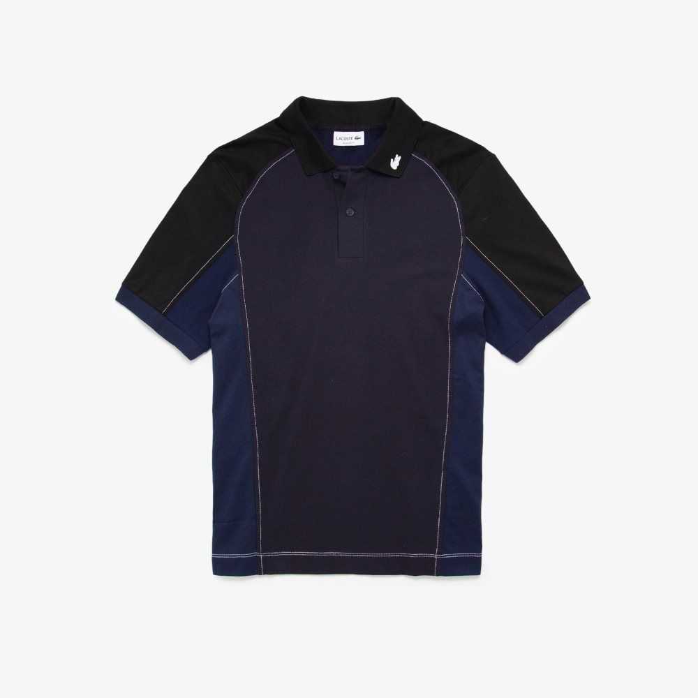 Lacoste Heritage Regular Fit Stretch Mini-Pique Polo Navy Blue / Black | SQAR-74590
