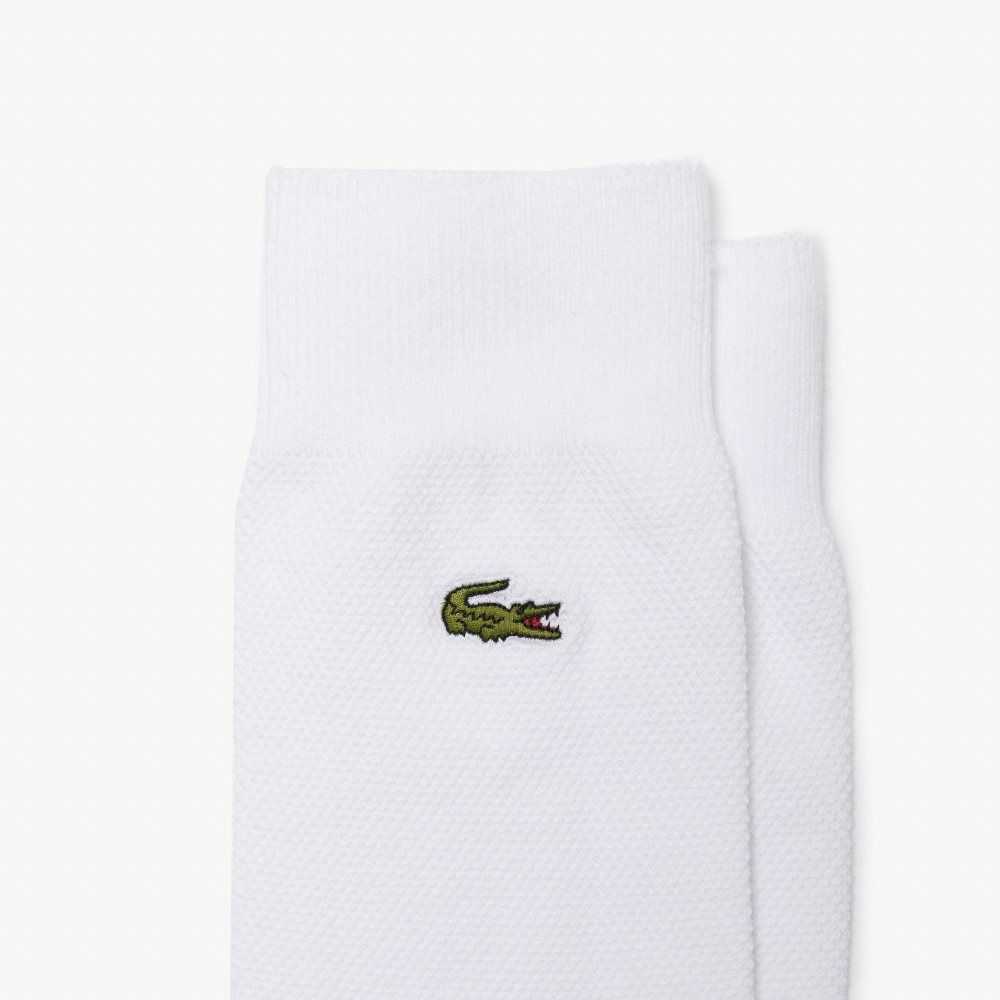 Lacoste High-Cut Cotton Pique Socks 3-Pack White | AERB-36790