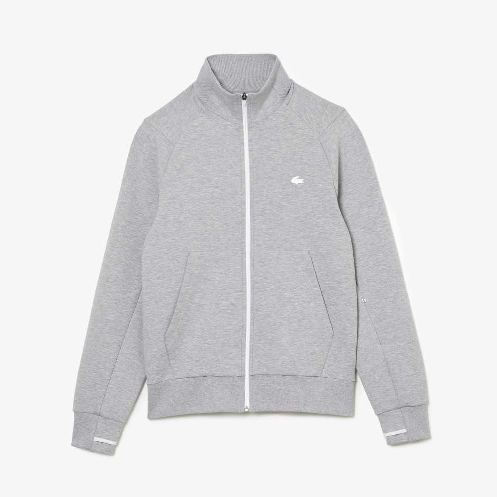 Lacoste High-Neck Cotton Blend Zip Sweatshirt Grey Chine | ULAC-52793