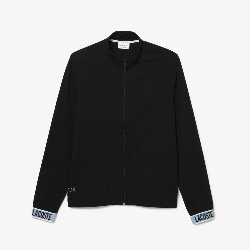 Lacoste High-Neck Organic Cotton Zip Sweatshirt Black | PMGT-75412