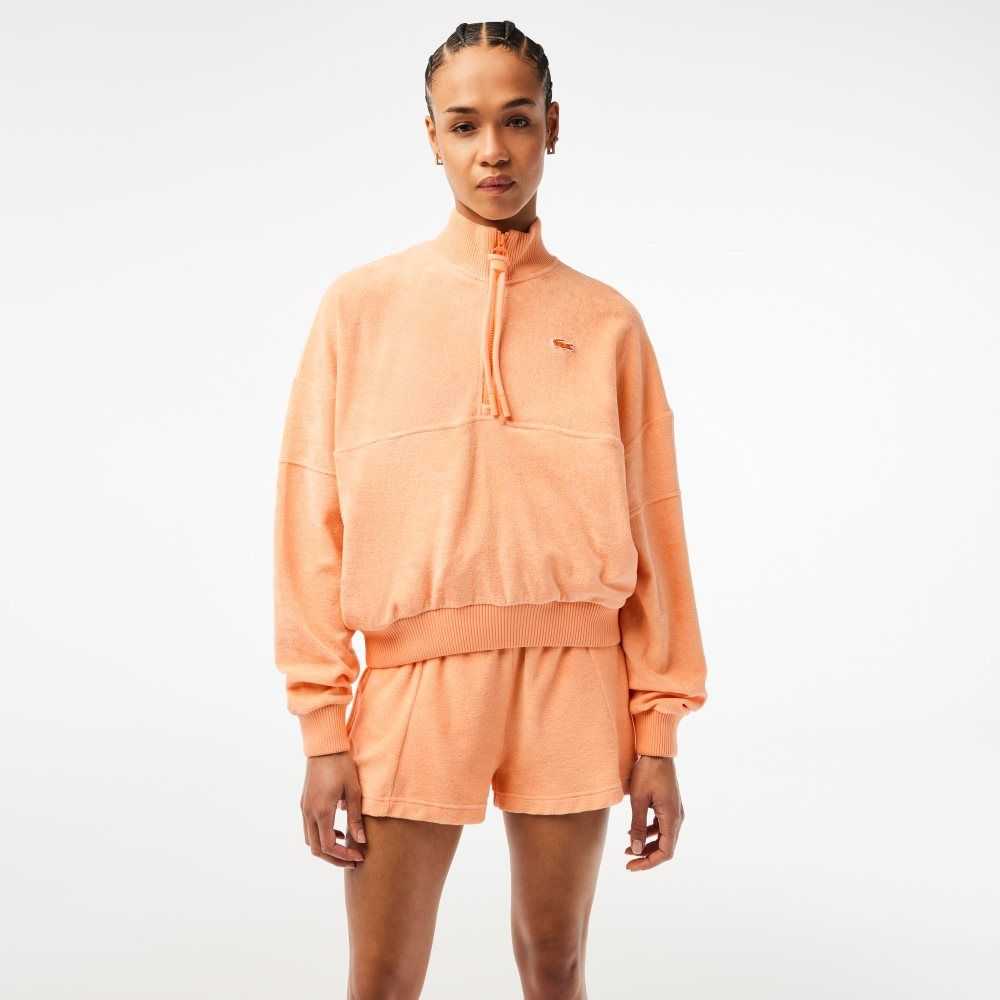 Lacoste High-Neck Terry Cloth Half Zip Sweatshirt Light Orange | XKEI-74836
