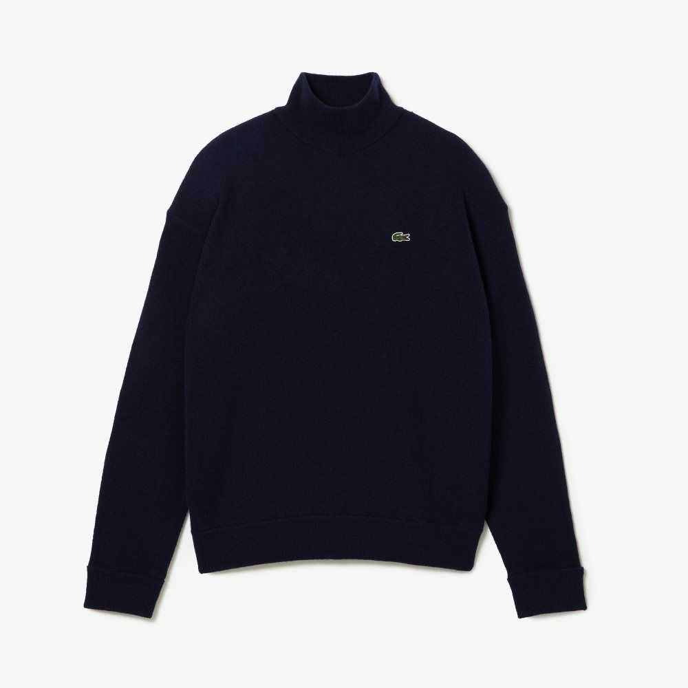 Lacoste High-Neck Wool Sweater Navy Blue | SWTI-94068