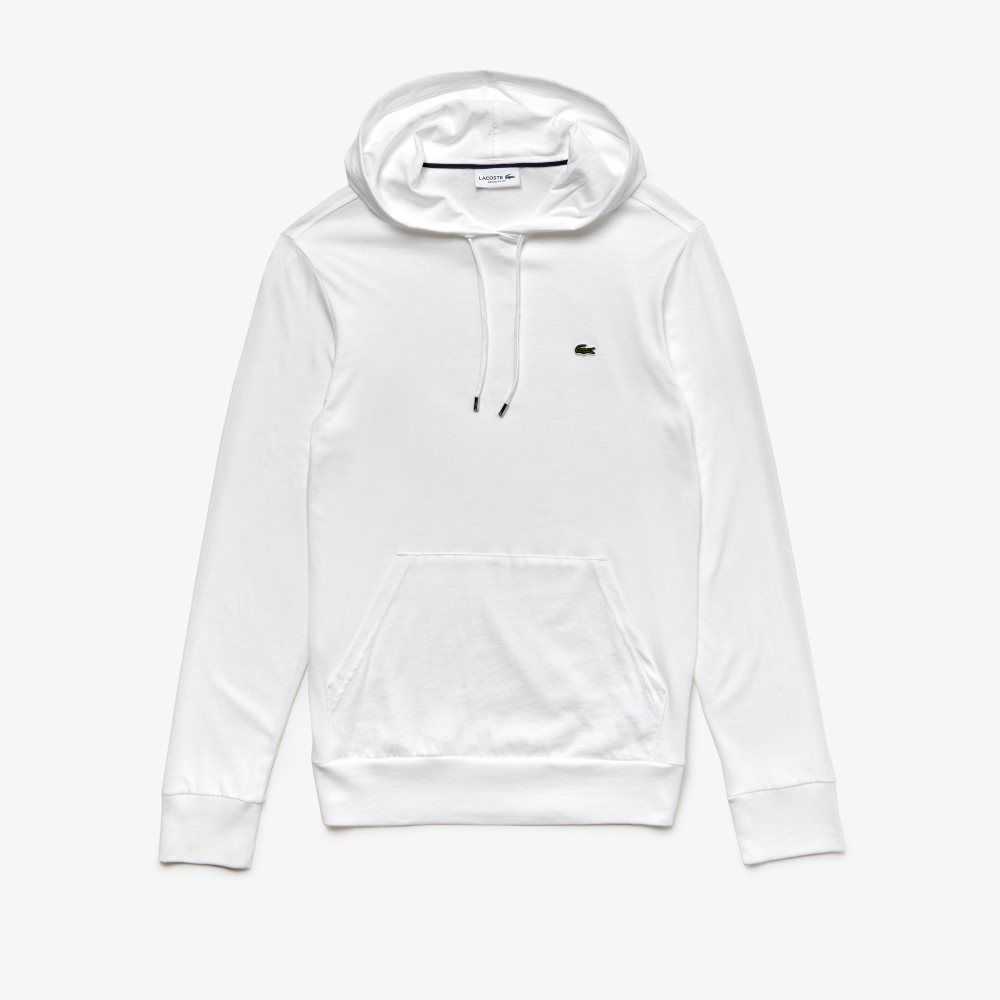 Lacoste Hooded Cotton Jersey Sweatshirt White | CXUA-17605
