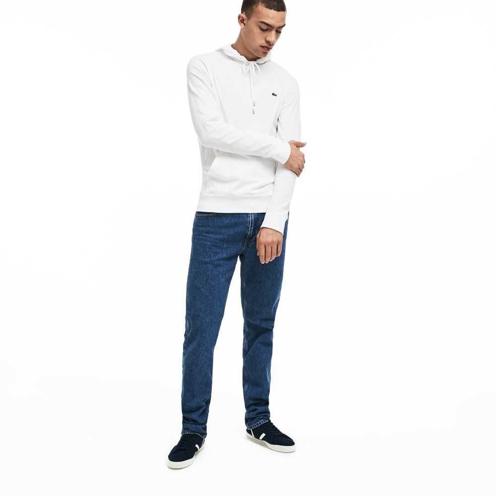 Lacoste Hooded Cotton Jersey Sweatshirt White | CXUA-17605