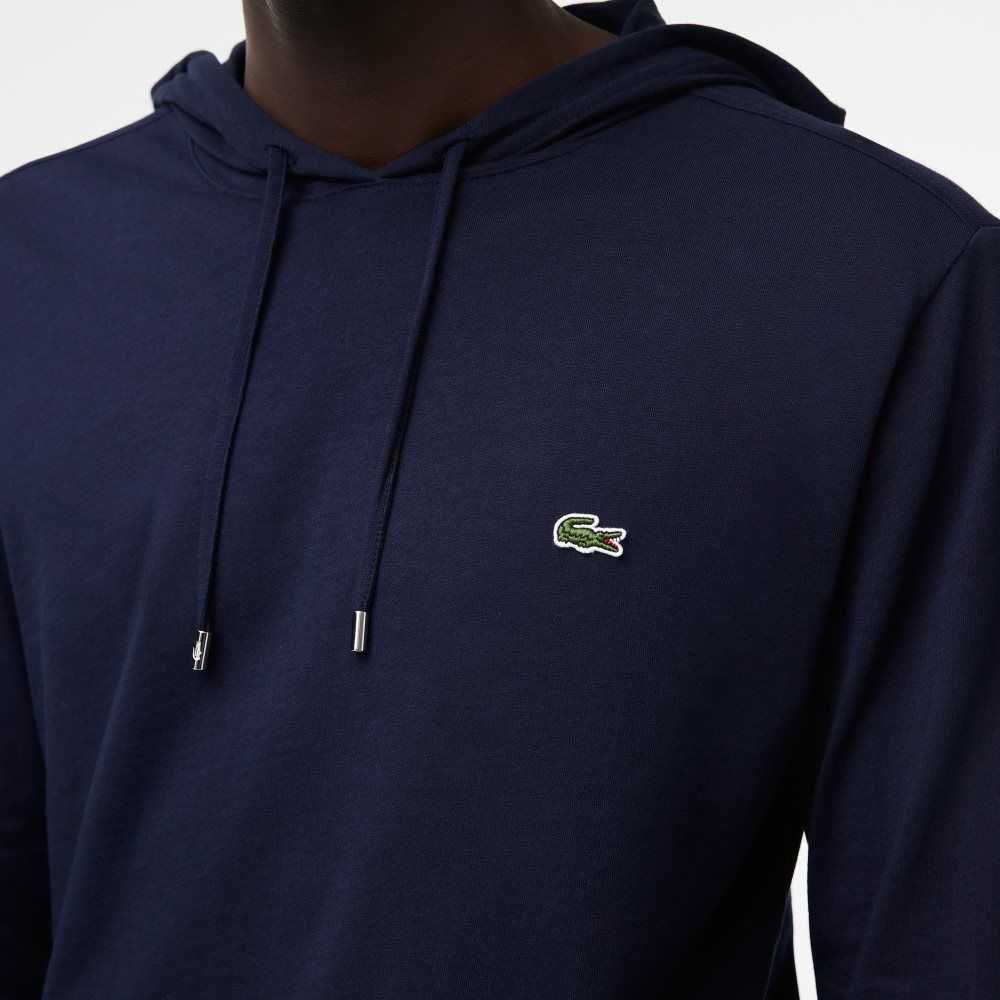 Lacoste Hooded Cotton Jersey Sweatshirt Navy Blue | RJOH-47019