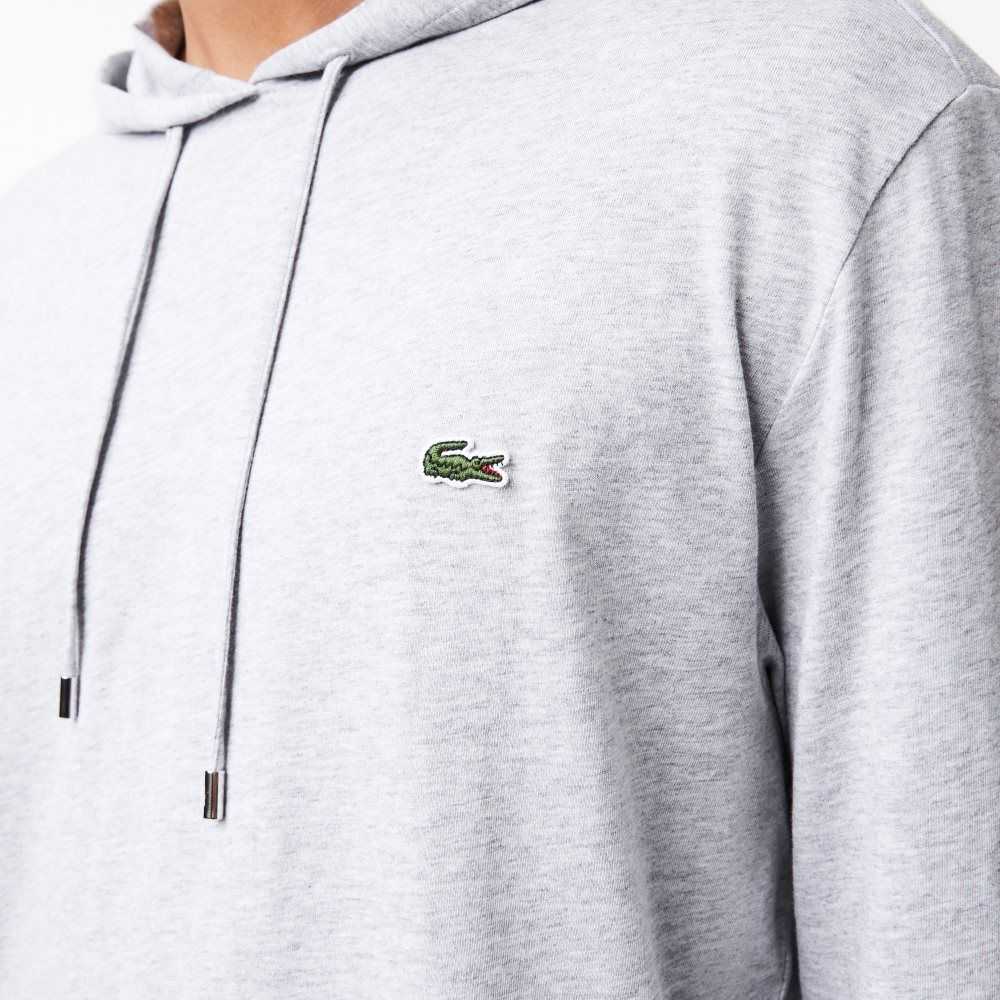 Lacoste Hooded Cotton Jersey Sweatshirt Grey Chine | UWXR-94168