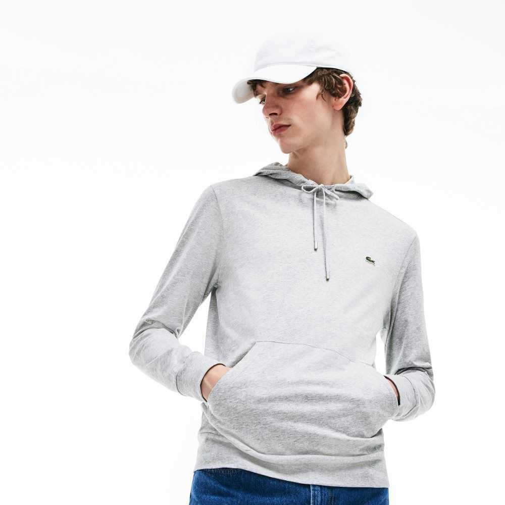 Lacoste Hooded Cotton Jersey Sweatshirt Grey Chine | UWXR-94168