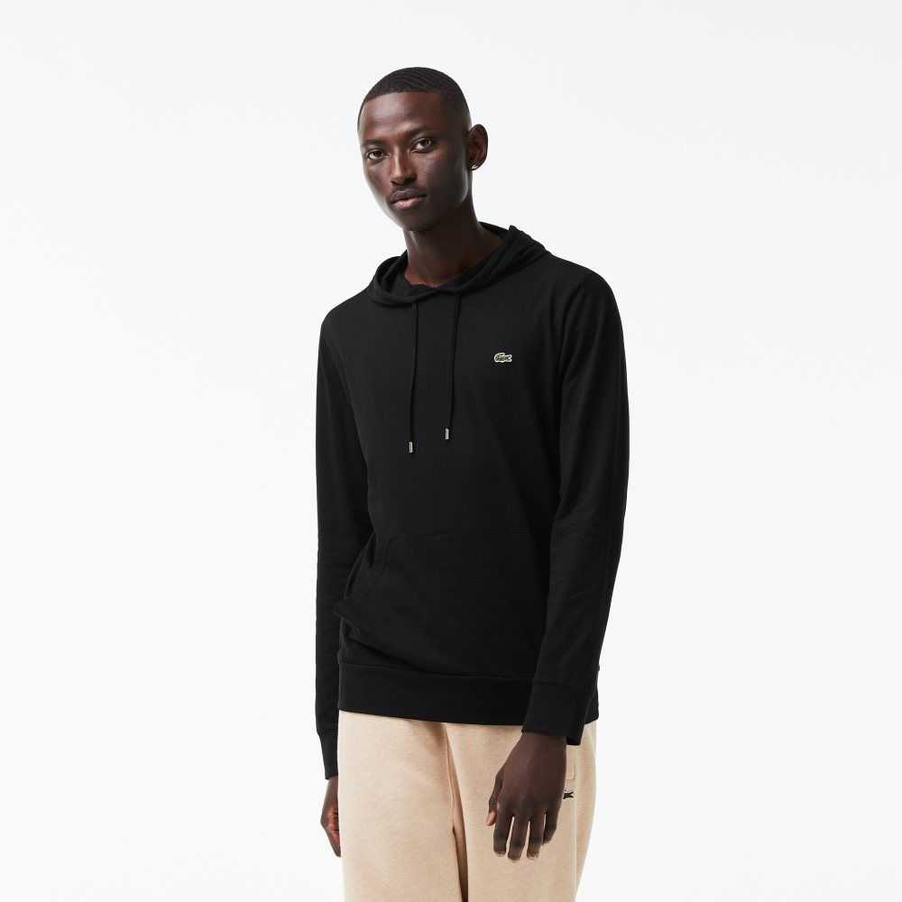 Lacoste Hooded Cotton Jersey Sweatshirt Black | ZPER-21674