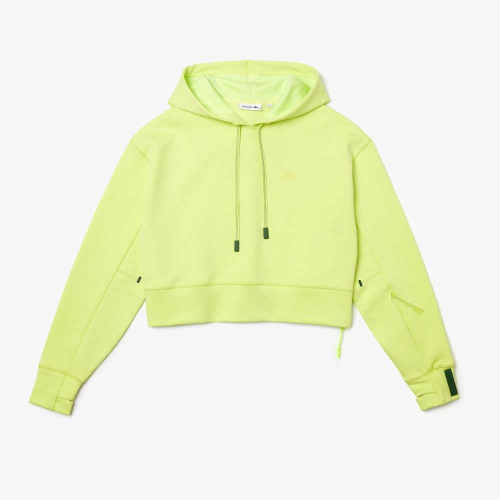 Lacoste Hooded Cropped Stretch Cotton Blend Sweatshirt Flashy Yellow | TMOU-98037