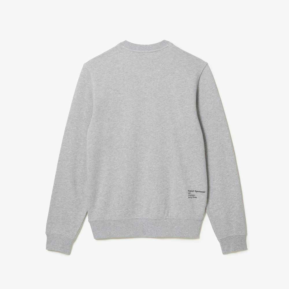 Lacoste Inscription Crew Neck Sweatshirt Grey Chine | PYZL-46097