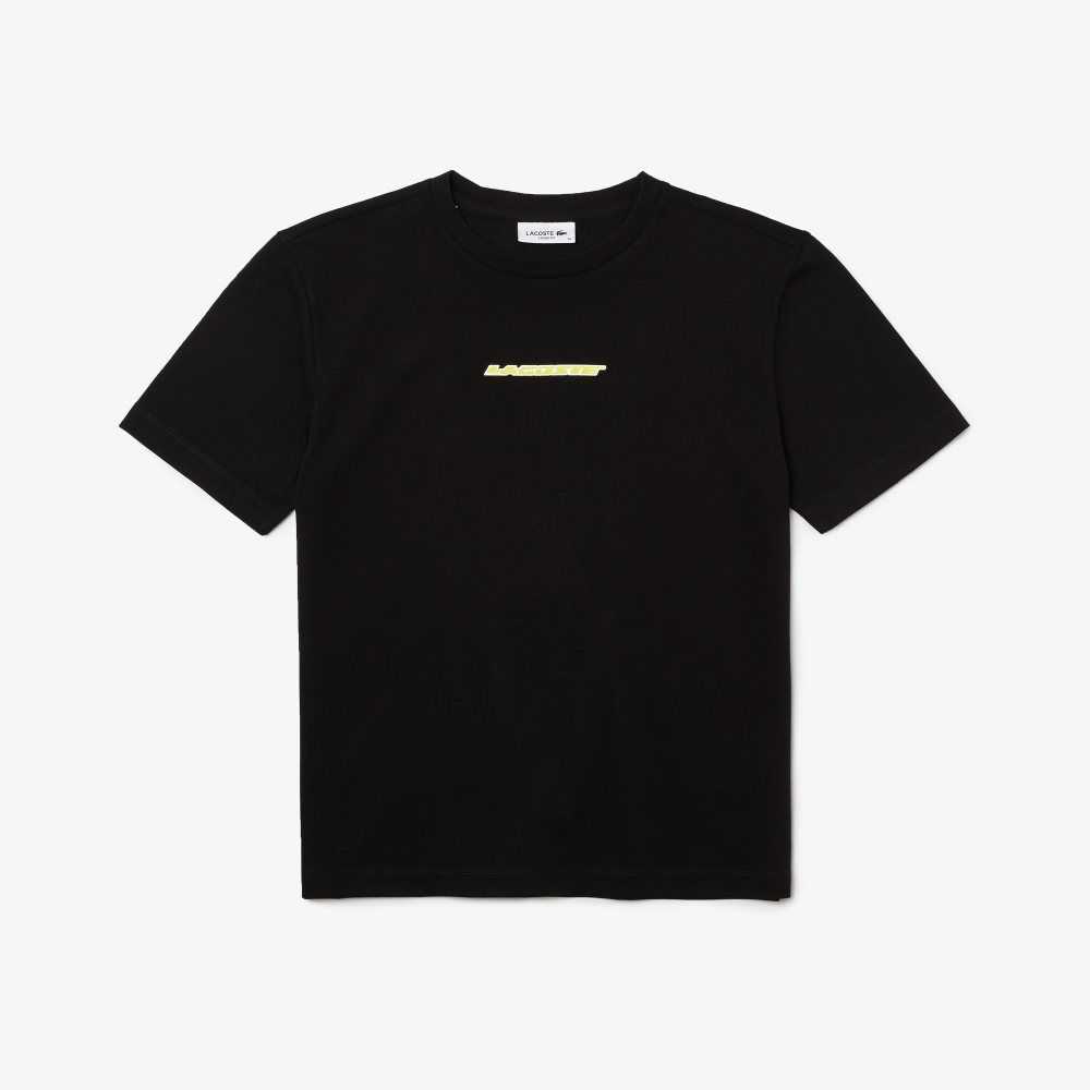 Lacoste Jersey Contrast Print T-Shirt Black | ZPIB-15348