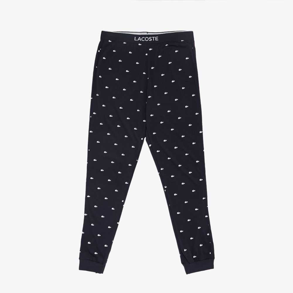 Lacoste Jersey Pajama Pants Black / White | MZFG-34106