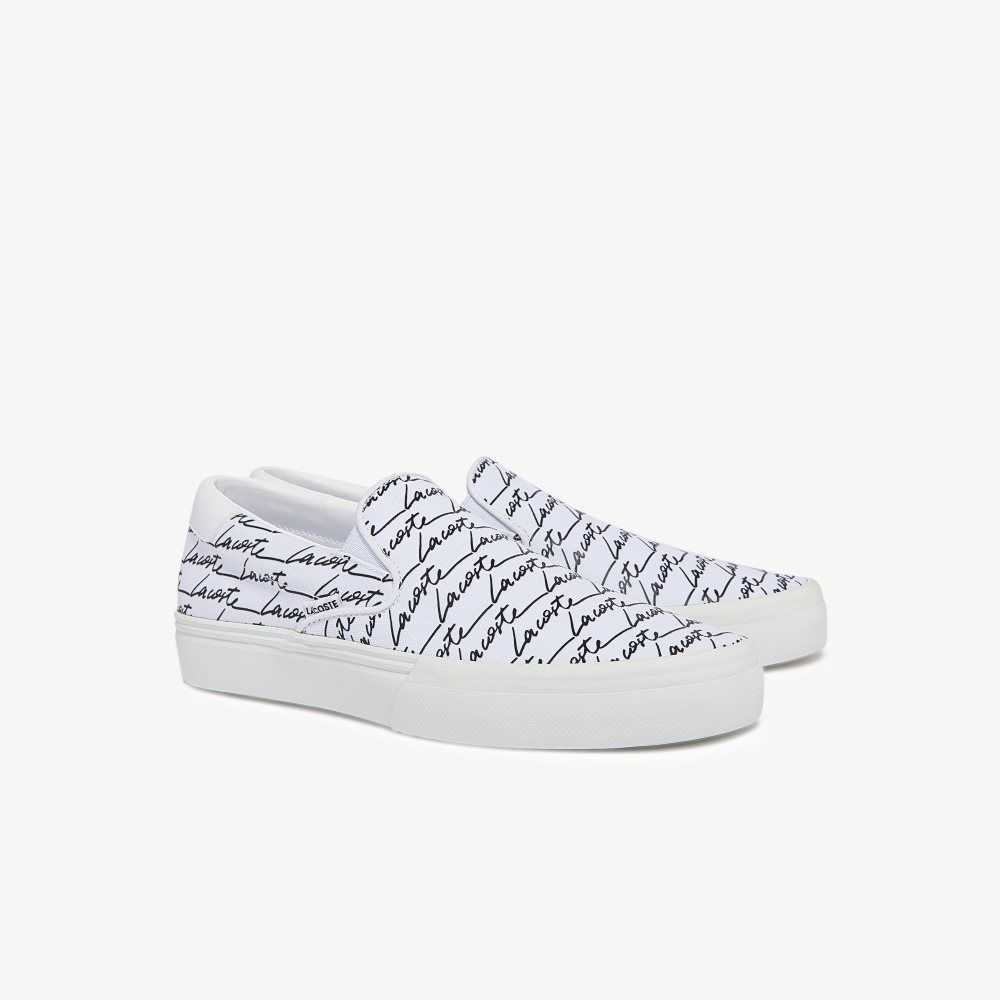 Lacoste Jump Serve Canvas Printed Slip-On White/Black | ECUX-07912