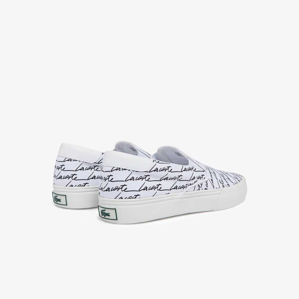 Lacoste Jump Serve Canvas Printed Slip-On White/Black | ECUX-07912