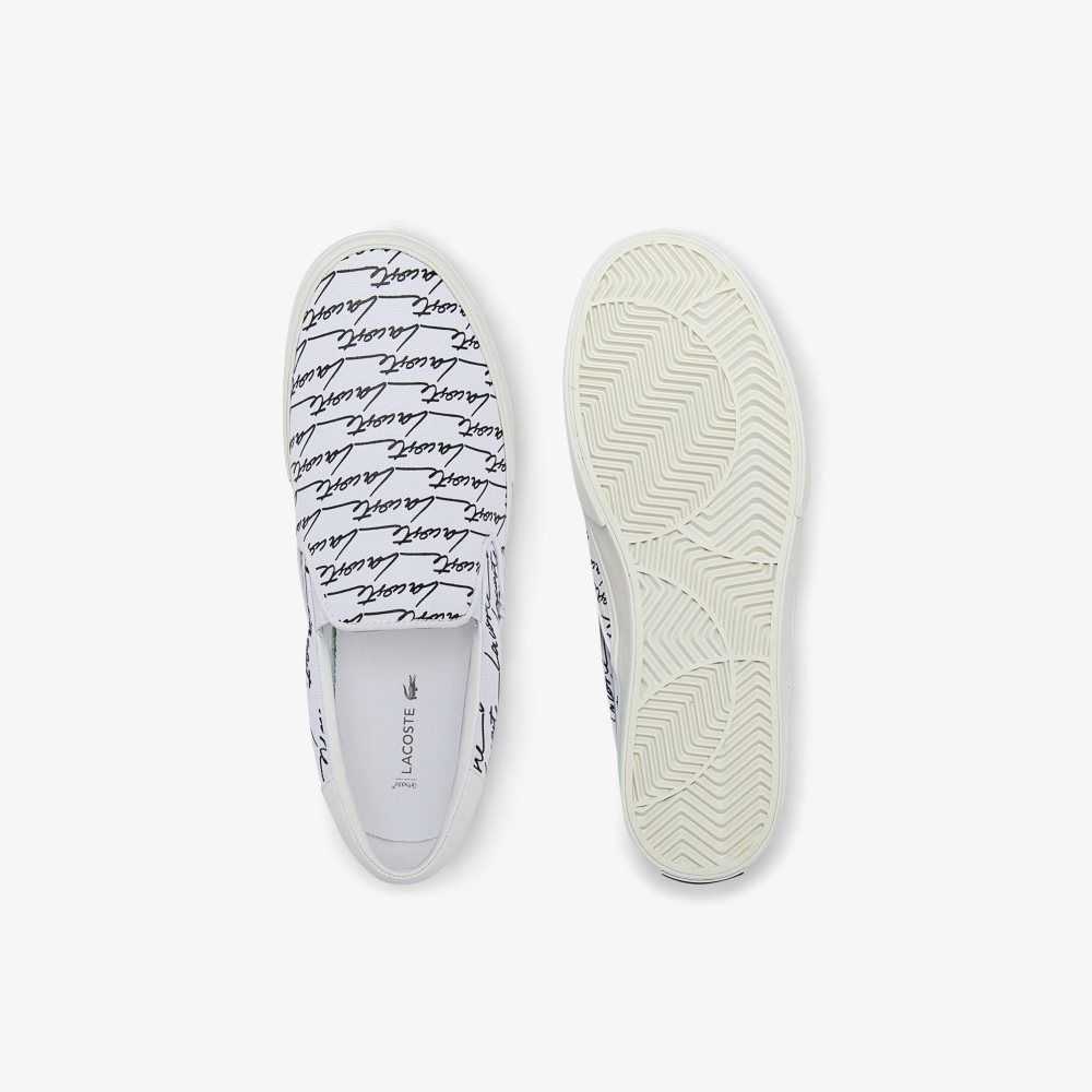 Lacoste Jump Serve Canvas Printed Slip-On White/Black | ECUX-07912