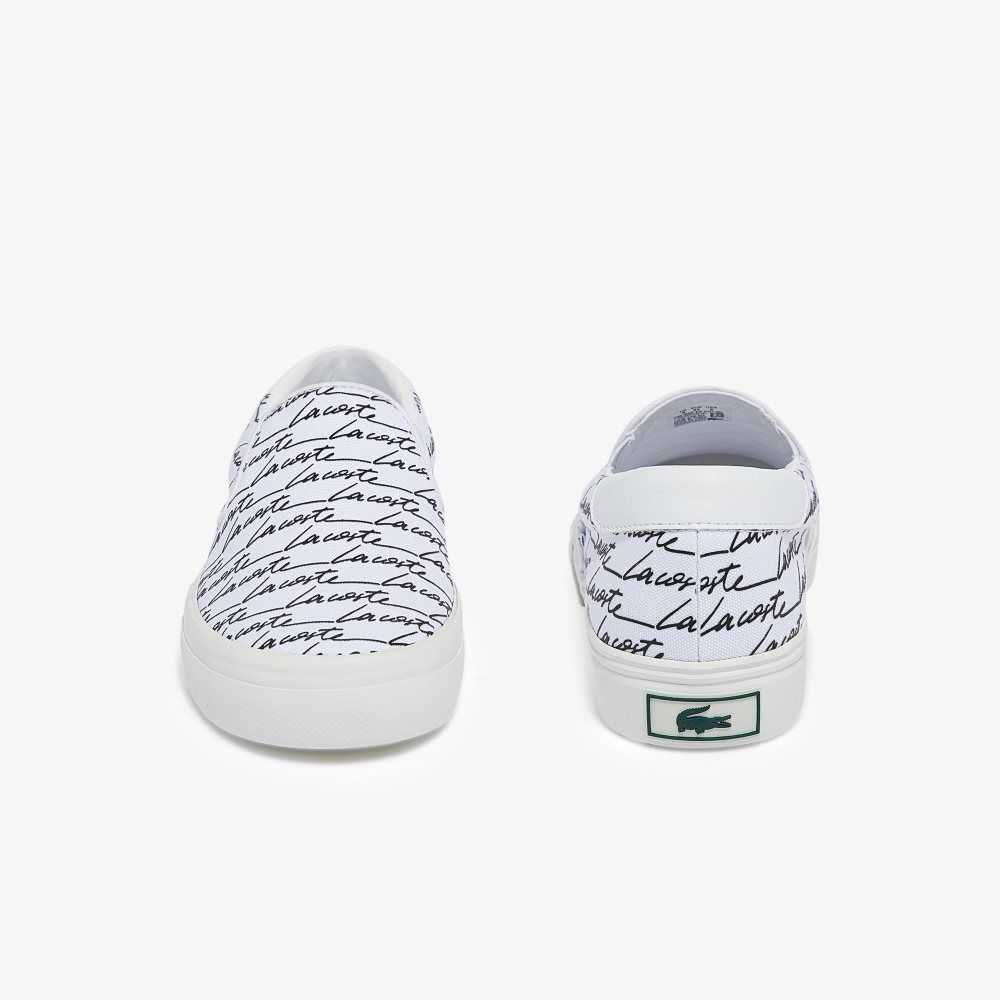 Lacoste Jump Serve Canvas Printed Slip-On White/Black | ECUX-07912