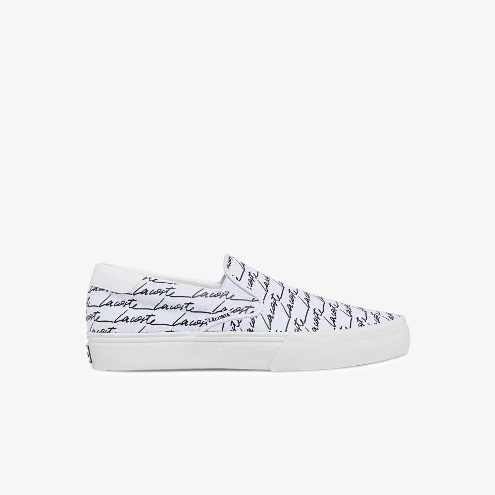 Lacoste Jump Serve Canvas Printed Slip-On White/Black | ECUX-07912