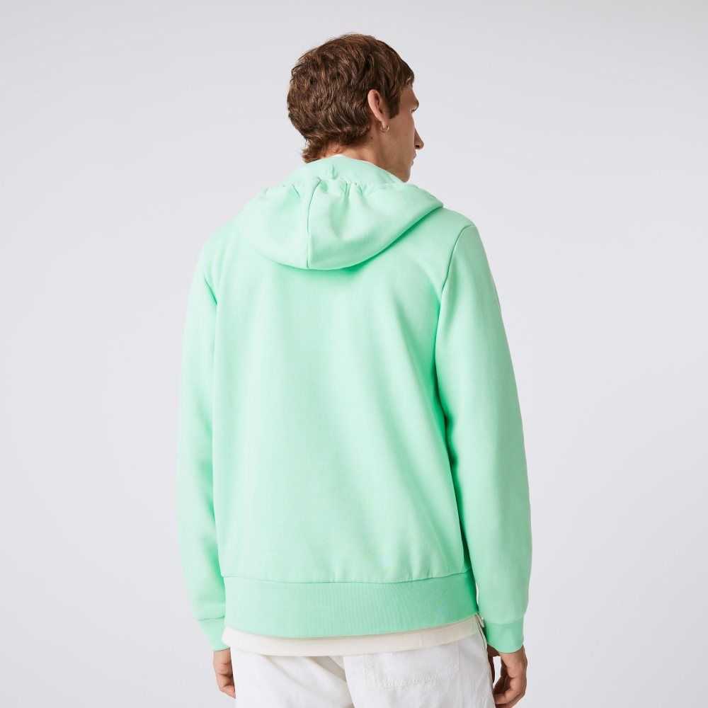 Lacoste Kangaroo Pocket Fleece Zipped Sweatshirt Light Green | BGOC-59076