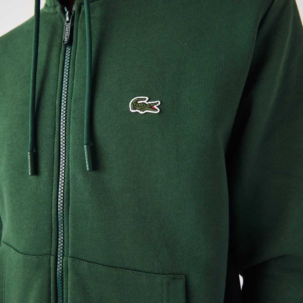 Lacoste Kangaroo Pocket Fleece Zipped Sweatshirt Green | CRUY-94305