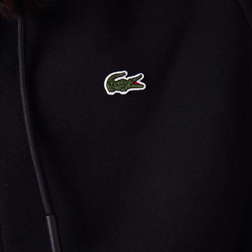 Lacoste Kangaroo Pocket Fleece Zipped Sweatshirt Black | EISJ-65340