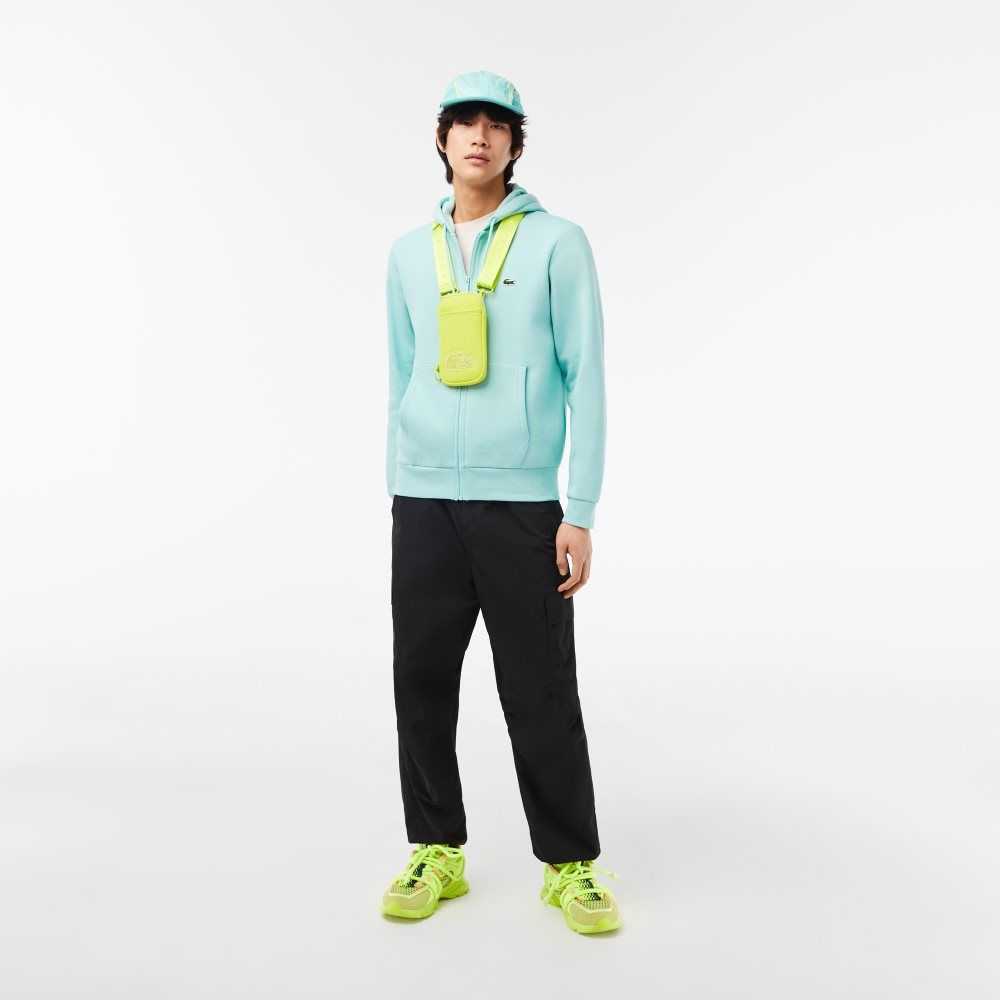 Lacoste Kangaroo Pocket Fleece Zipped Sweatshirt Mint | QNHJ-68519