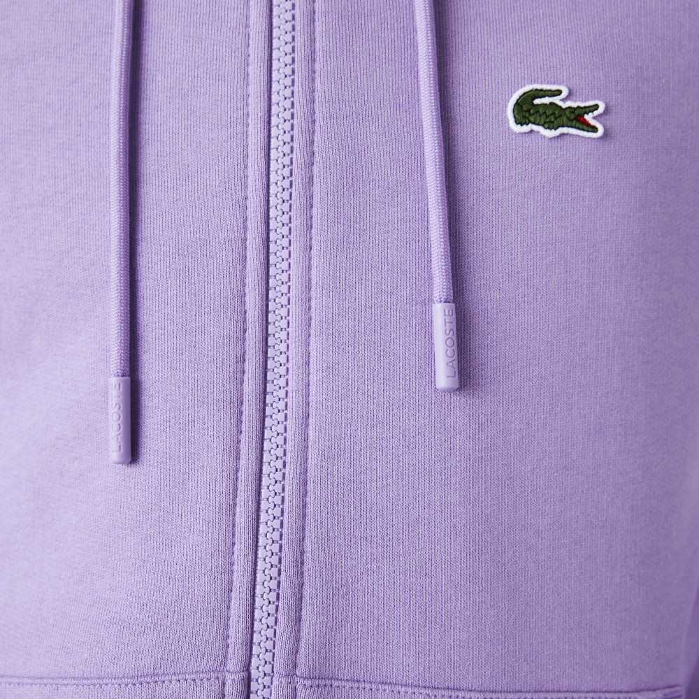 Lacoste Kangaroo Pocket Fleece Zipped Sweatshirt Purple | VXEH-43071