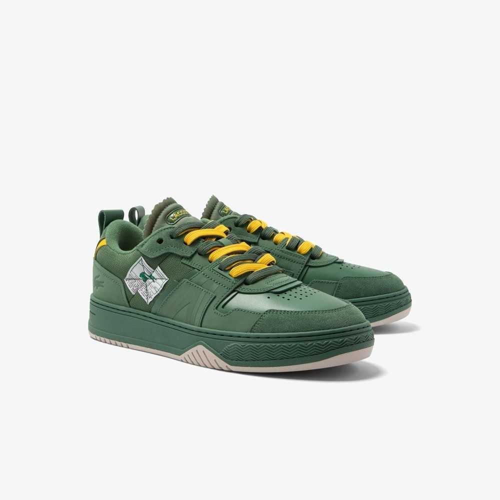 Lacoste L001 Crafted Leather Sneakers Green | WSDN-74601
