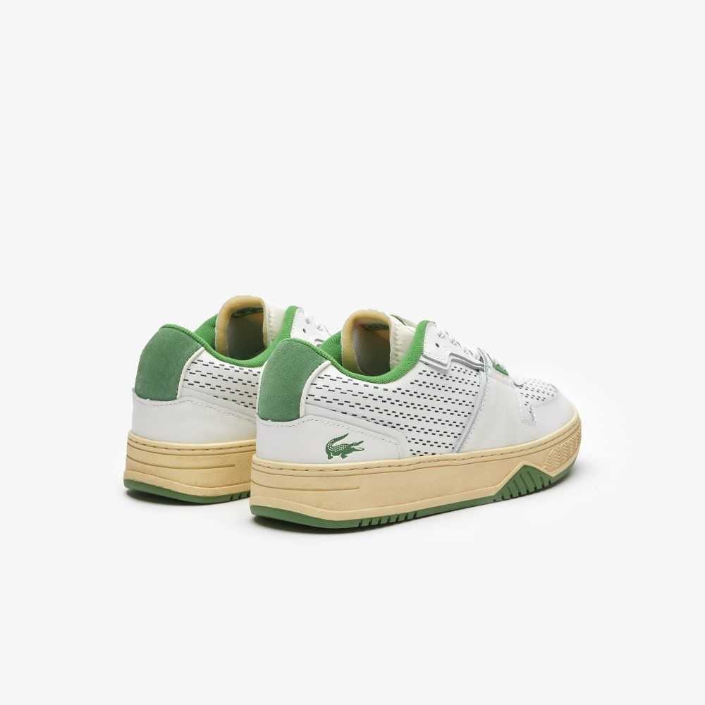 Lacoste L001 Leather Heel Pop Sneakers White/Green | DMFP-98354