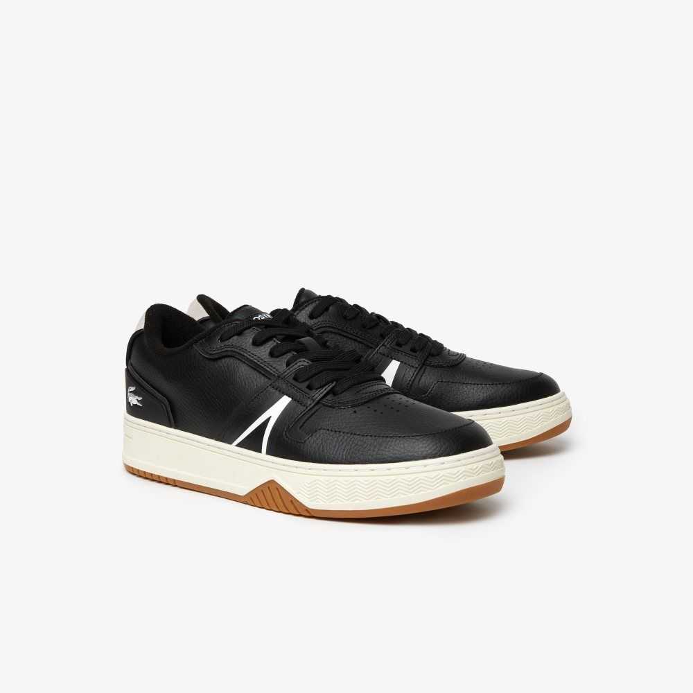 Lacoste L001 Leather Popped Heel Sneakers Black/Offwhite | QVNH-13067