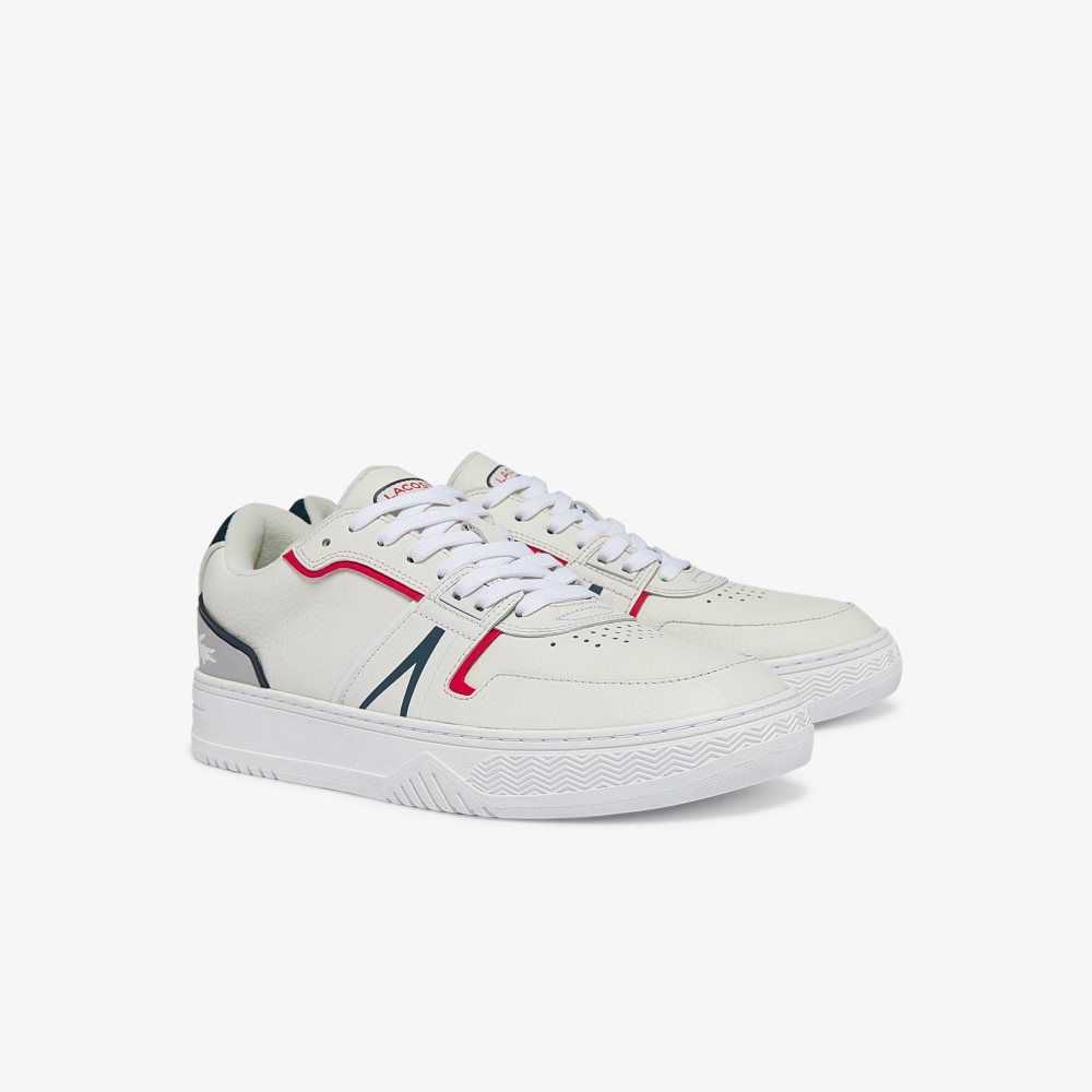 Lacoste L001 Leather Sneakers Wht/Nvy/Red | LEVT-94652