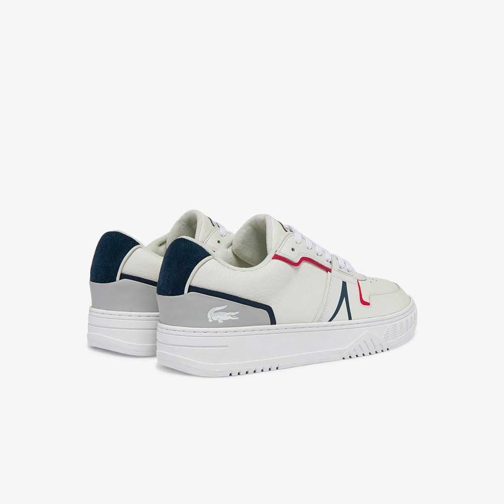 Lacoste L001 Leather Sneakers Wht/Nvy/Red | LEVT-94652