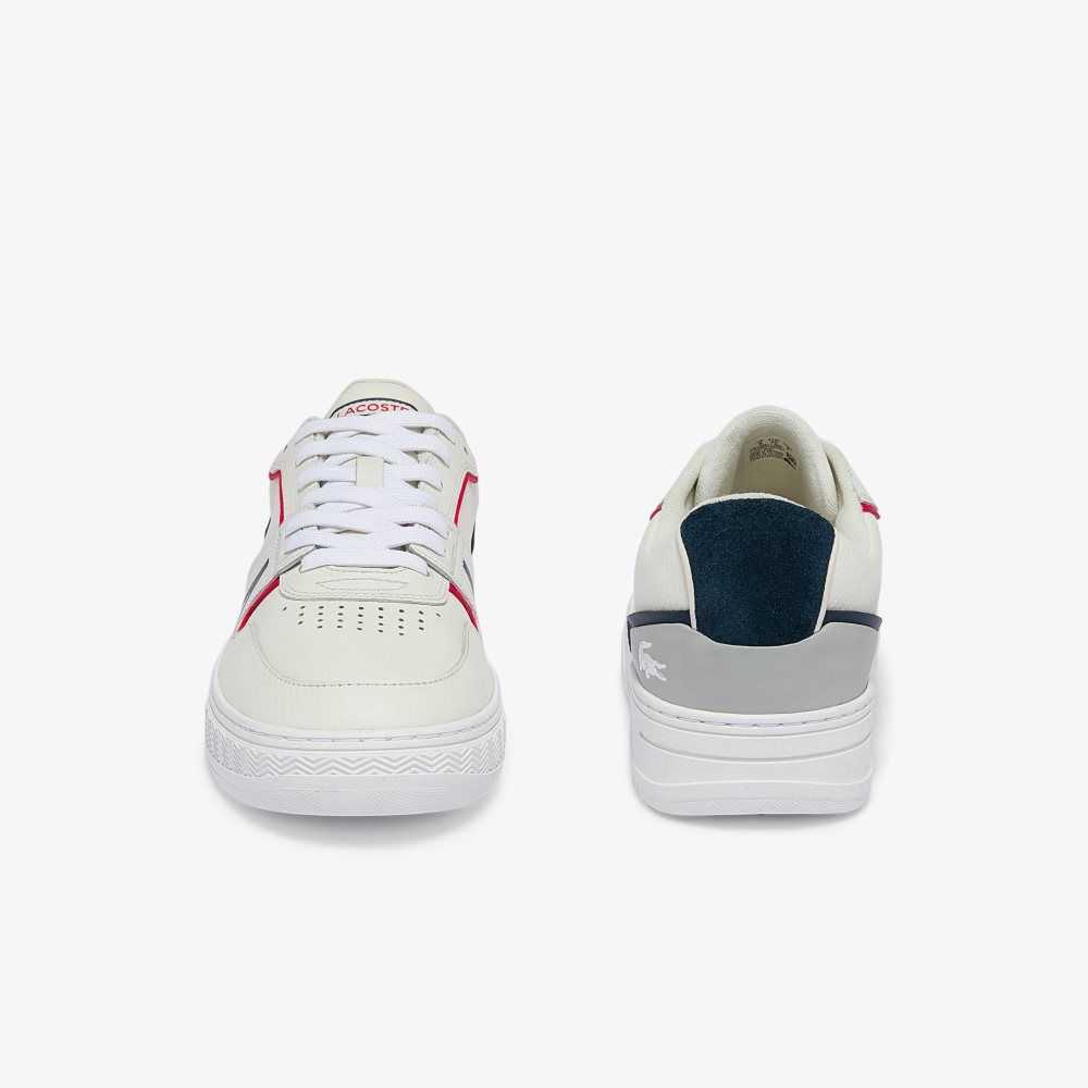 Lacoste L001 Leather Sneakers Wht/Nvy/Red | LEVT-94652