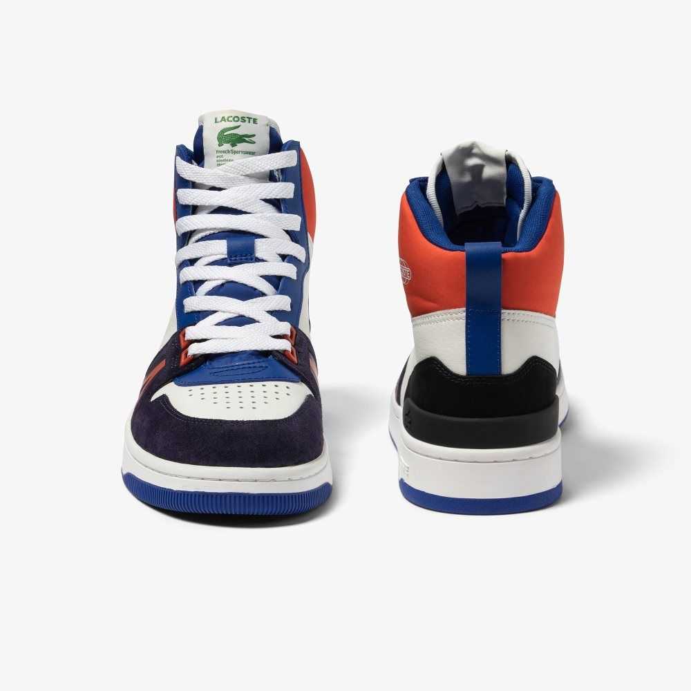 Lacoste L001 Mid Leather Colorblock Sneakers White / Navy | SIEB-38047