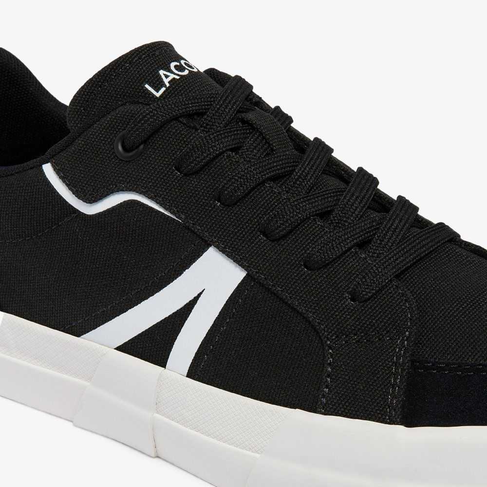 Lacoste L004 Canvas Sneakers Black/White | IBOQ-61427