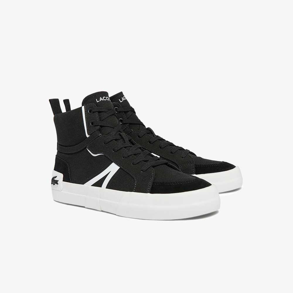 Lacoste L004 Mid Canvas Sneakers Black/White | HTAL-02396