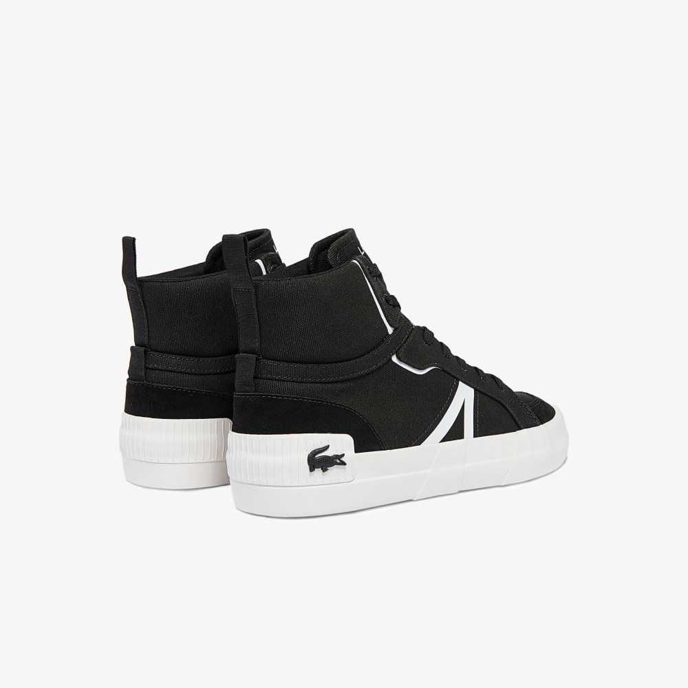 Lacoste L004 Mid Canvas Sneakers Black/White | HTAL-02396