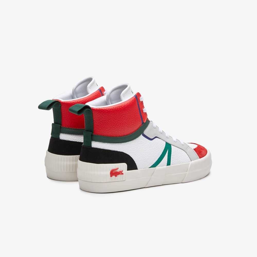 Lacoste L004 Mid Leather Sneakers White / Red | KALO-01784