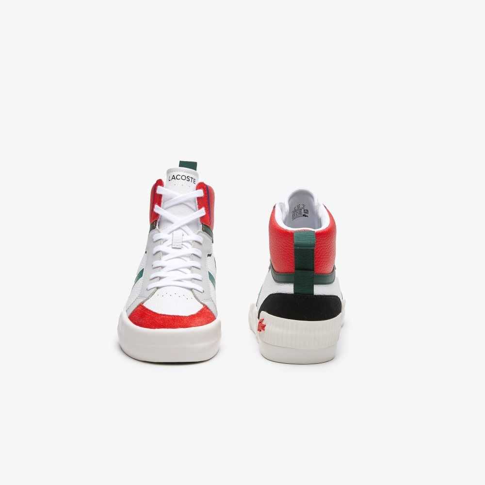 Lacoste L004 Mid Leather Sneakers White / Red | KALO-01784