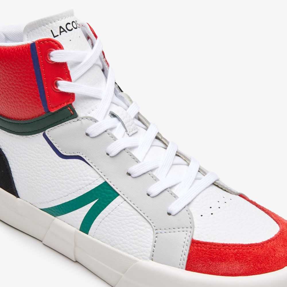 Lacoste L004 Mid Leather Sneakers White / Red | KALO-01784