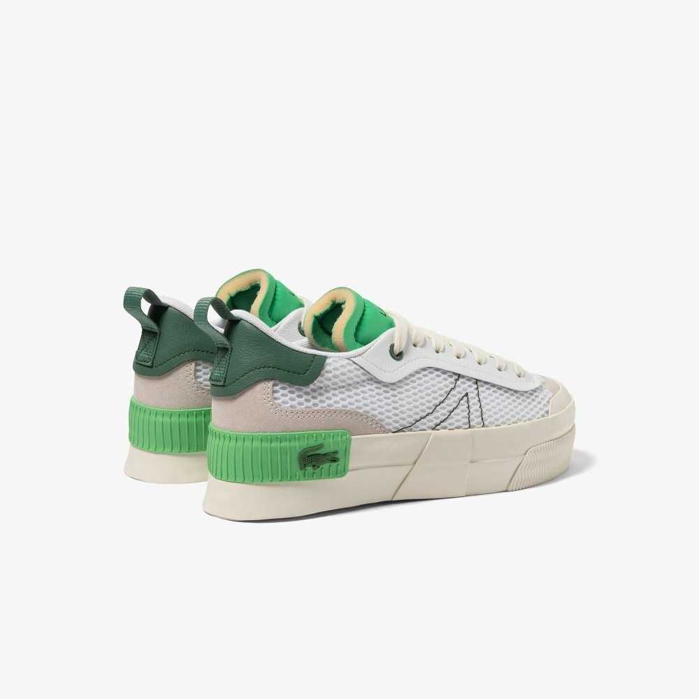 Lacoste L004 Platform Heel Pop Sneakers White/Green | DEFW-36895