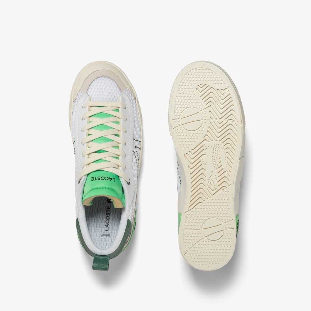 Lacoste L004 Platform Heel Pop Sneakers White/Green | DEFW-36895