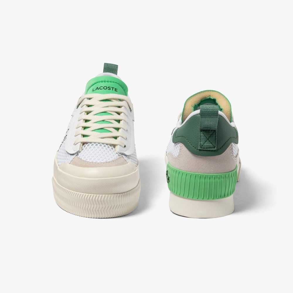 Lacoste L004 Platform Heel Pop Sneakers White/Green | DEFW-36895